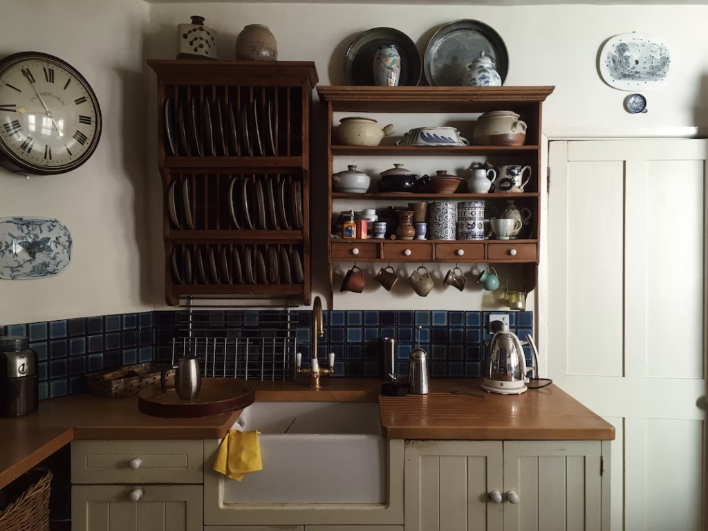 Hang shelves near the stove