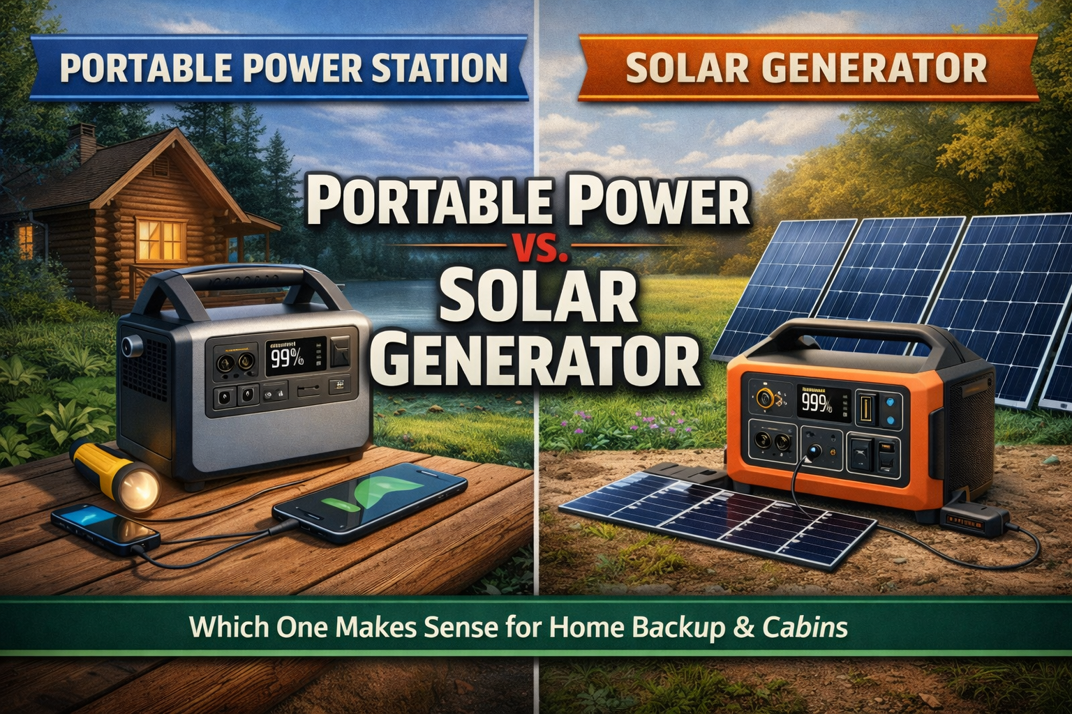 Portable Power Station vs Solar Generator: Which One Makes Sense for Home Backup & Cabins?