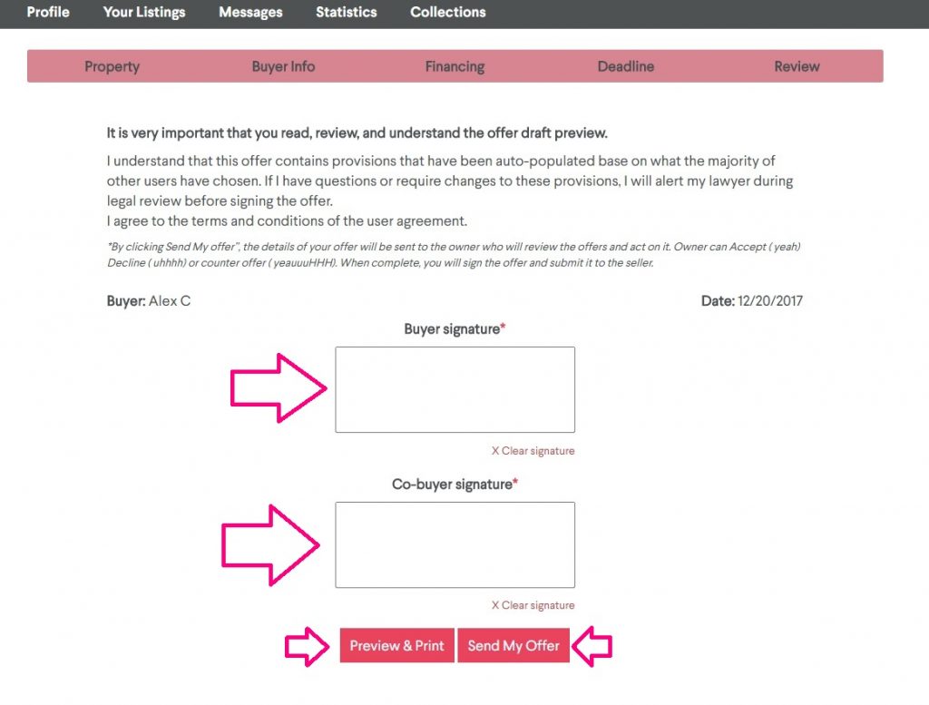 making an offer on a property