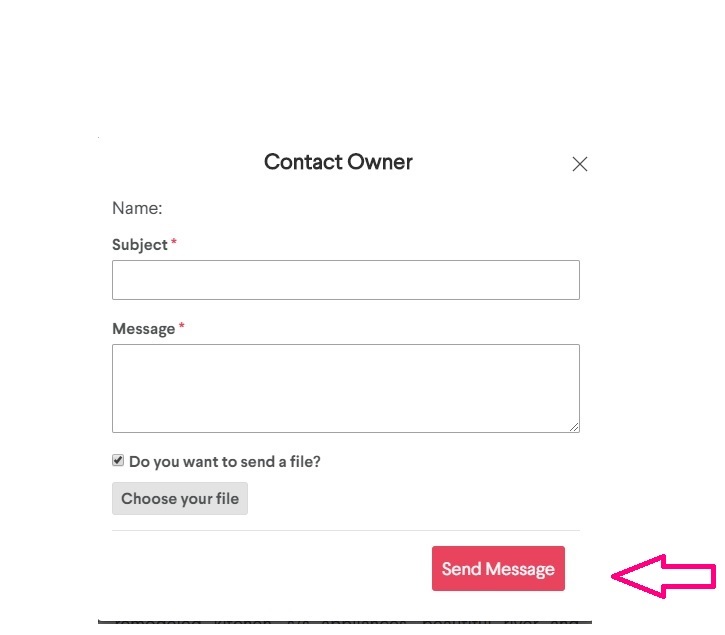 Message box opened with arrow pointing to the send message tab